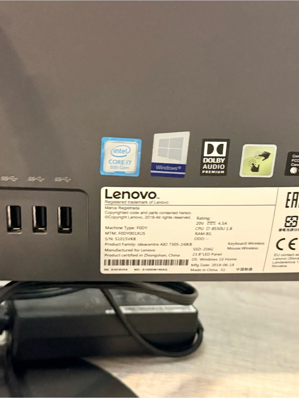 Lenovo All-in-One Monitor in Black and Silver Accents